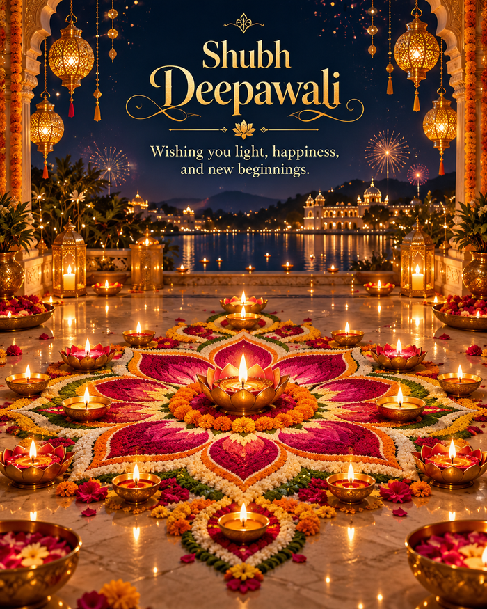 Digital Diwali greeting card: Shubh Deepawali Luminous Celebration