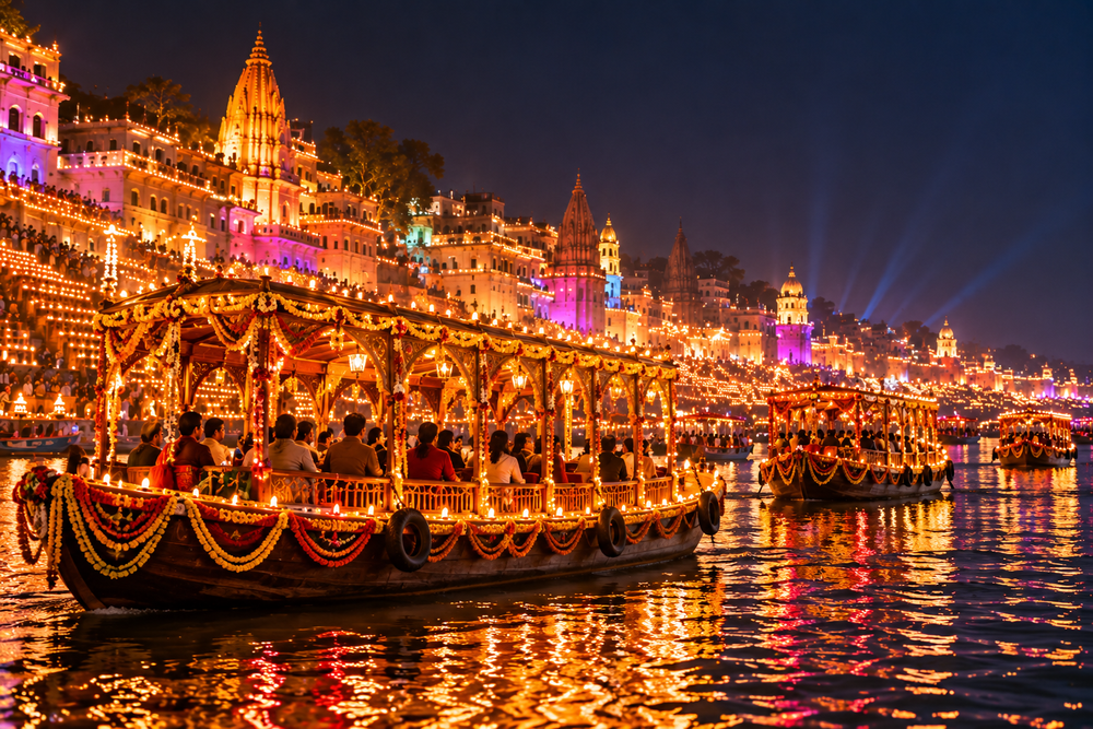 Boats on the Ganga during Dev Deepawali in Varanasi