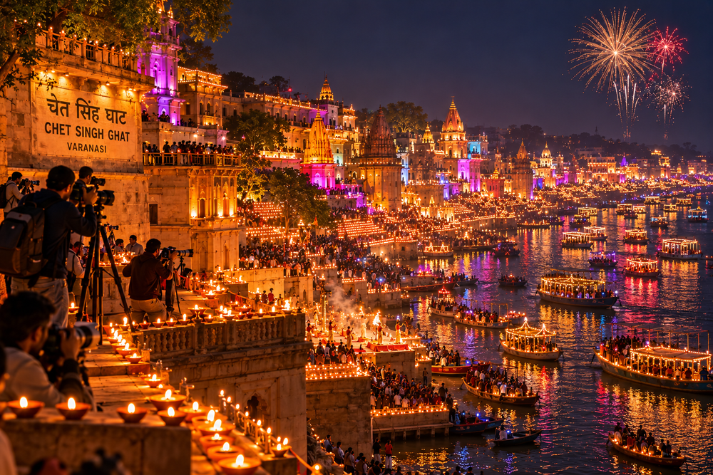 Chet Singh Ghat during Dev Deepawali in Varanasi