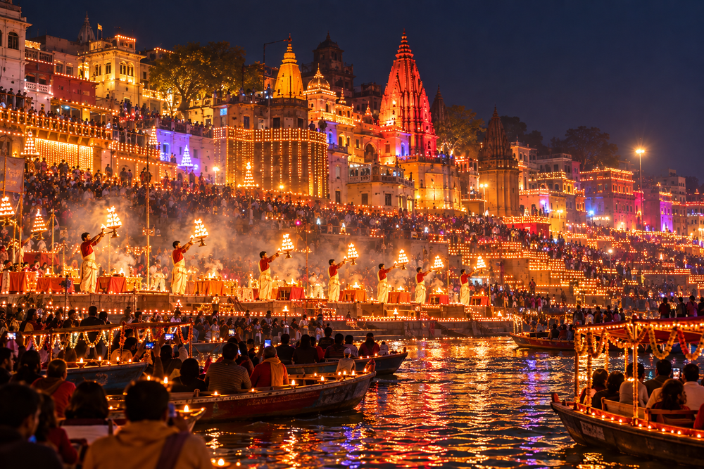 Another view of Ganga Maha Aarti during Dev Deepawali