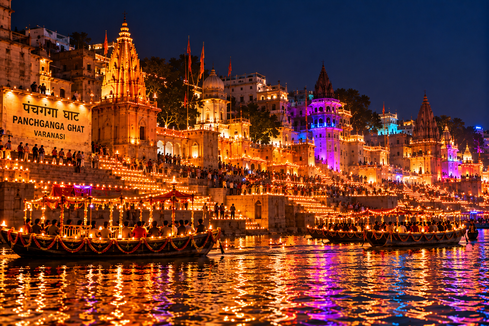 Panchganga Ghat in Varanasi during Dev Deepawali