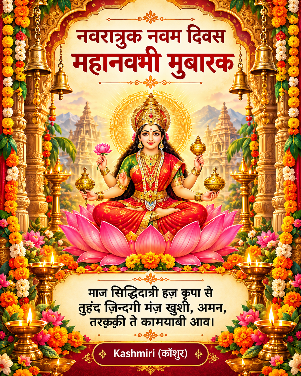 Maha Navami festival greeting card related to Maithili wishes