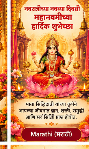 Maha Navami festival greeting card related to Marathi wishes